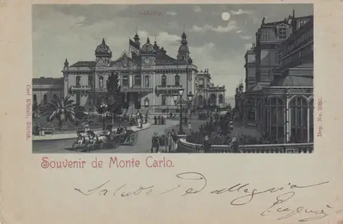 FRANKREICH - Monte Carlo, Souvenir, Casino, Postkarte 1902 Carl Kunzli