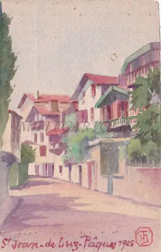 FRANKREICH - St. Jean de Luz, Paques 1925, handbemalte Postkarte