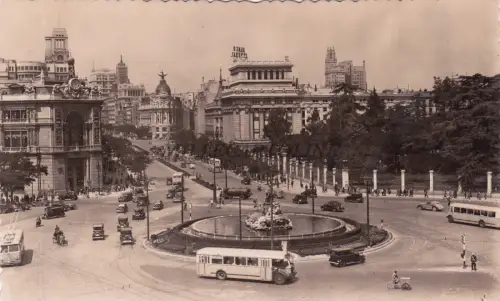 SPANIEN - Madrid - Cibeles y Calle de Alcala' - Foto Postkarte 1951