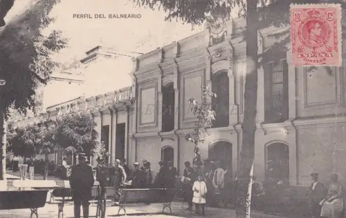 SPANIEN - Profil des Balneario de Banos de Montemayor - WWI Censura Mark 1917