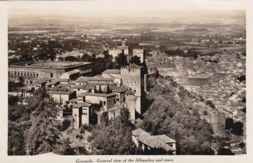 SPANIEN - Granada - Gesamtansicht der Alhambra und der Stadt - Fotopostkarte