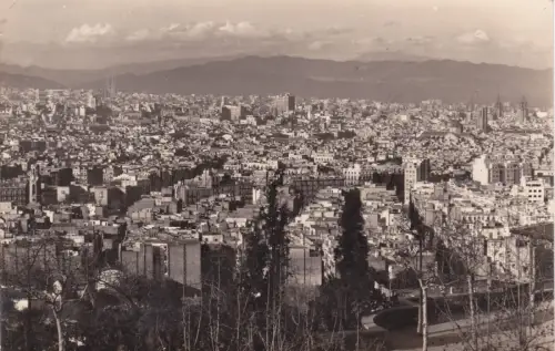 SPANIEN - Barcelona, Panoramica desde Montjuich, Postkarte 1958