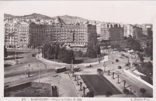 SPANIEN - Barcelona, Plaza de Calvo Sotelo, Foto Postkarte 1950