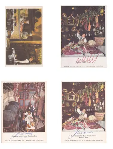 SPANIEN - Barcelona, Restaurante Tipico Los Caracoles, 4 Postkarten
