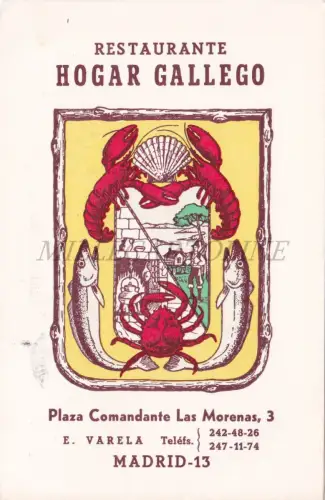 SPANIEN - Madrid, Hogar Gallego Restaurante Evaristo Varela, Postkarte 1975
