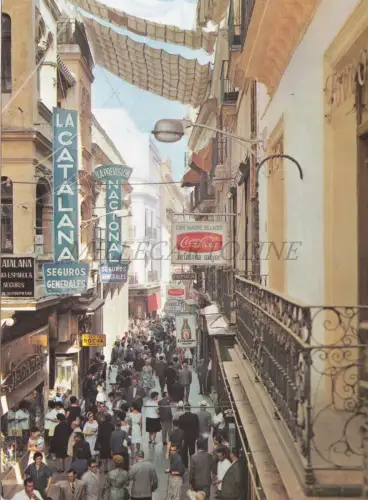 SPANIEN - Sevilla, Calle Sierpes, Coca Cola, Postkarte