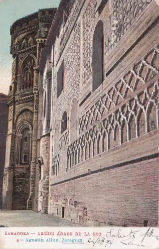 SPANIEN - Zaragoza, Arabische Apsis der SEO, Postkarte 1937 Censura Arercito