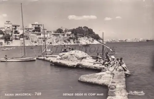 SPANIEN - Palma, Mallorca, Detail desde Corp Mari, Zerkowitz Foto Postkarte 1955
