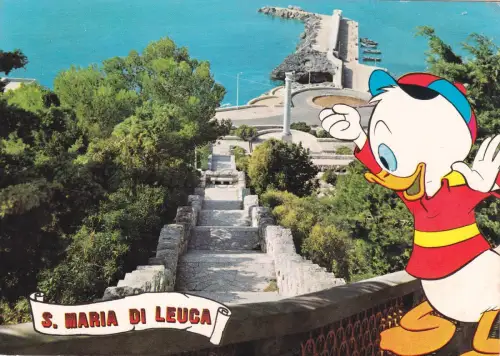 S. MARIA DI LEUCA - Pier vom Piazzale Santuario aus gesehen, hier Walt Disney, Postkarte