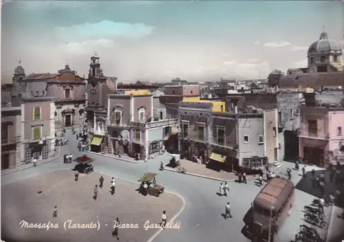MASSAFRA - Taranto, Piazza Garibaldi, Postkarte 1962