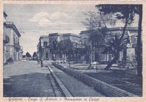 GALATONE - Largo S. Antonio e Monumento ai Caduti, Postkarte 1952