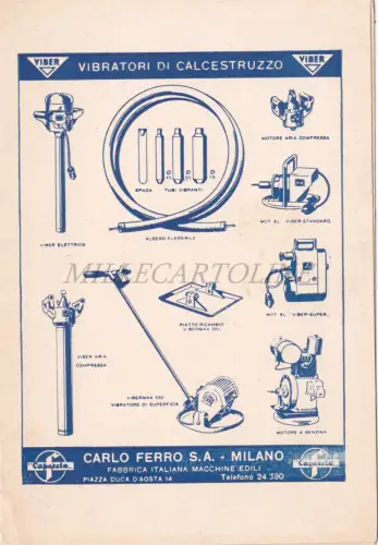 MACCHINE EDILI CARLO FERRO S.A. MILANO - Illustrierter Katalog, gereist 1950