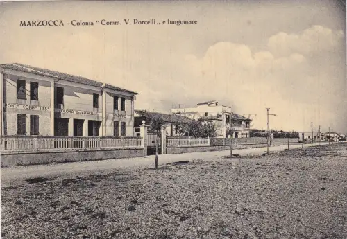 MARZOCCA DI SENIGALLIA - Colonia Comm. V. Schweine und Strandpromenade, Postkarte