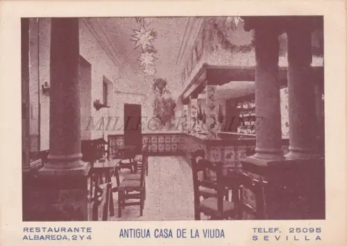SPANIEN - Sevilla, Antigua Casa de la Viuda, Restaurante, Karton mit Karte