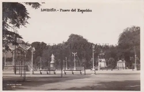 SPANIEN - Logroño, Paseo del Espolon, Foto Postkarte 1939 Sonderpostamt