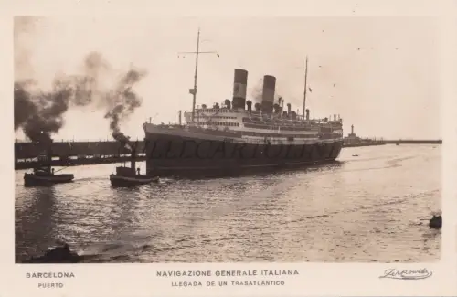SPANIEN - Barcelona, Navigazione Generale Italiana, Zerkowitz Foto Postkarte 1