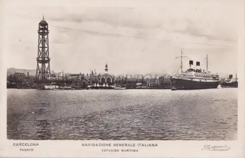 SPANIEN - Barcelona, Navigazione Generale Italiana, Zerkowitz Photo Postcard 2