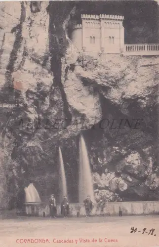 SPANIEN - Covadonga, Cascadas Vista de la Cueva Postkarte 1918 Censura Militare WWI