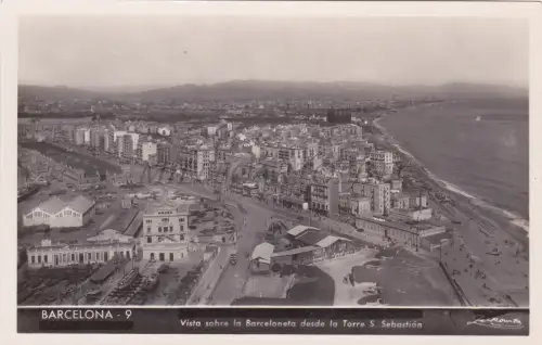 SPANIEN - Barcelona, Vista Barceloneta von Torre S. Sebastian, Photo Postcard