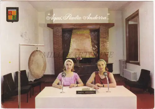 SPANIEN - Valls D'Andorra, Locutori emissora, Here Radio Andorra, Postkarte 1968
