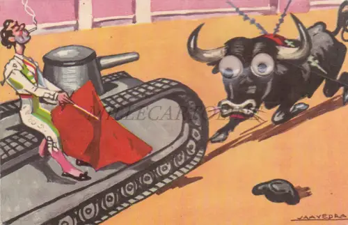 SPANIEN - Madrid, Corrida de toros, Panzer, Moving Eyes Postkarte 1960