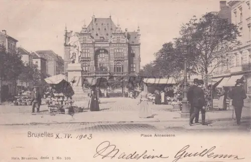 BELGIEN - Bruxelles, Place Anneesens, Postkarte 1903