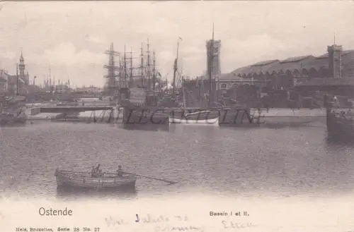 BELGIEN - Ostende, Bassin I et II, Postkarte 1908
