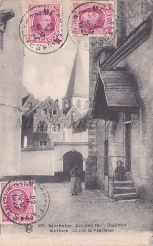 BELGIEN - Mechelen, Mechelen, Eine Ecke von't Begijnhof, Postkarte 1927