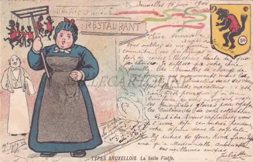 BELGIEN - Brüssel, Types Bruxellois, La Belle Fintje, Postkarte 1904