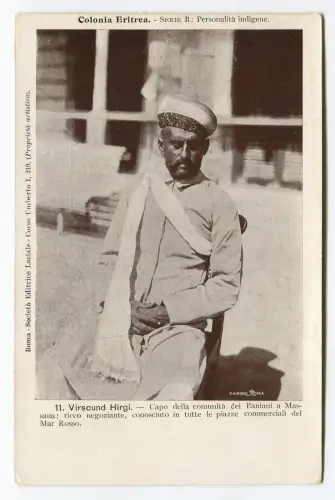 OLD ITALY ERITREA COLONIAL PC, VIRSCUND HIRGI, FIRST '900'Sm