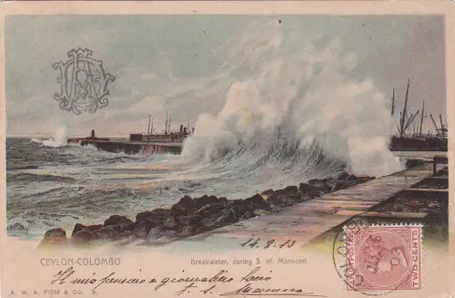 * CEYLON - Colombo - Wellenbrecher während des S W Monsuns 1913