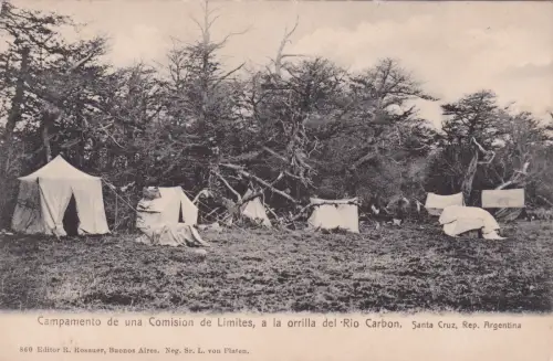 * ARGENTINIEN - Campamento de una Commission de Limites, Rio Carbon 1911 Santa Cruz