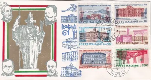 UNITA' D'ITALIA - Umschlag Erster Tag Hundertjahrfeier 1861-1961 FDC Palermo Fil.