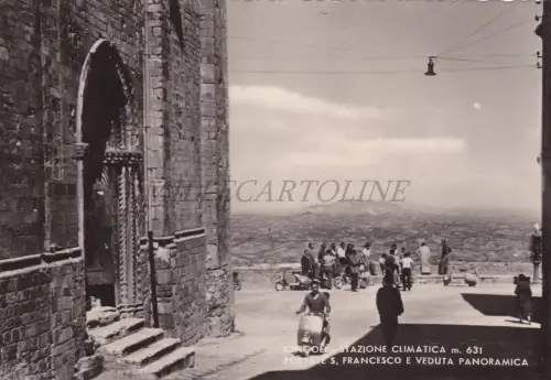 CINGOLI - Portal S. Francesco und Panoramablick, Vespa, Foto Postkarte