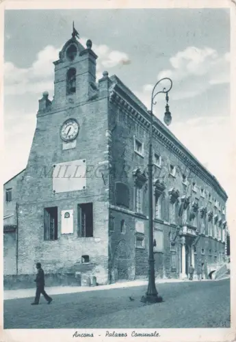 ANCONA - Palazzo Comunale, Postkarte 1936 Blaue Handzensur