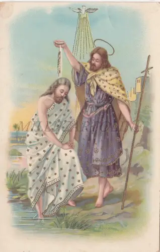 RELIGION - Jesus Christus, Taufe, Goldene Postkarte