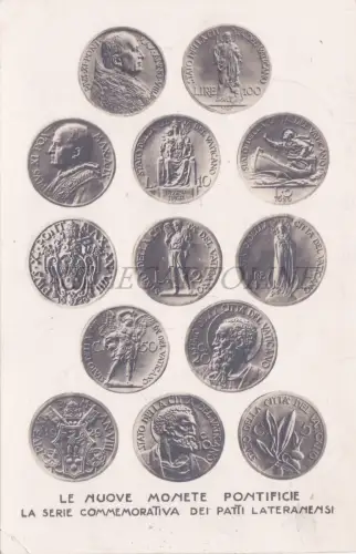 RELIGION - Die neuen Päpstlichen Münzen, Lateranverträge, Foto Postkarte 1931