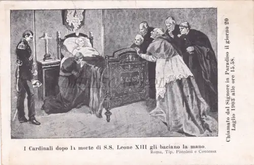 RELIGION - Papst Leo XIII., Kardinäle küssen Hand nach dem Tod, Postkarte