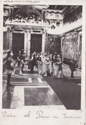 RELIGION - Papst Pius XII. Papstbesuch bei den Herrschern 1939 V. Emanuel Foto Postkarte