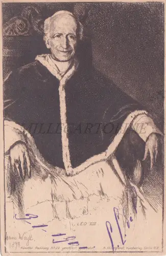 RELIGION - Papst Leo XIII., Hans Weyl, Künstler Radierung Nr. 29, Postkarte 1901