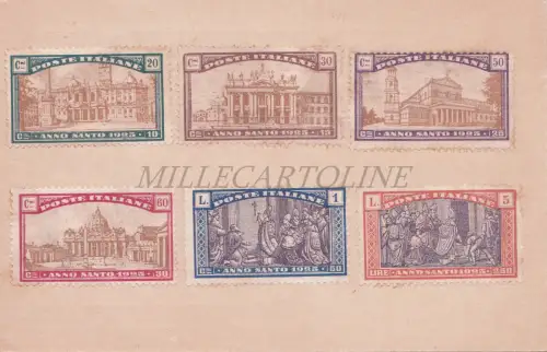 RELIGION - 6 Briefmarken Heiliges Jahr 1925, C. 5 15 25 30 50 e L. 2.50, Postkarte