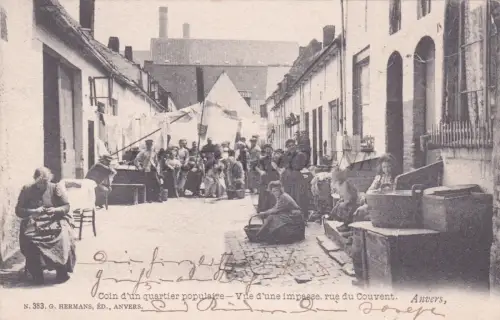 BELGIEN - Antwerpen, Volksviertel, Klosterstraße, Postkarte 1904