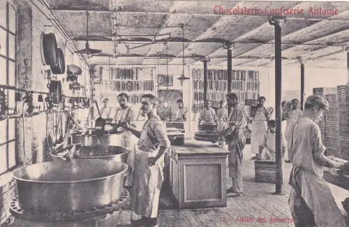 BELGIEN - Brüssel, Chocolaterie-Confiserie Antoine, Atelier Gommes, Postkarte