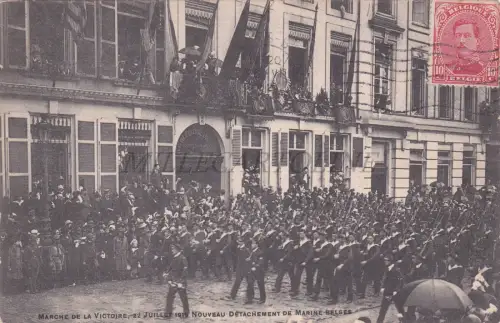 BELGIEN - Brüssel, Siegesmarsch 1919 Marineabteilung, Postkarte