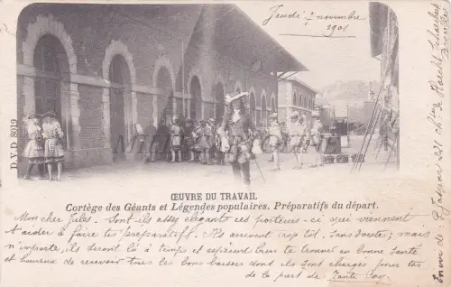 BELGIEN - Brüssel, Arbeitswerk, Riesenzug und Legenden, Postkarte