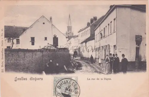 BELGIEN - Ixelles verschwunden, La rue de la Digue, Postkarte