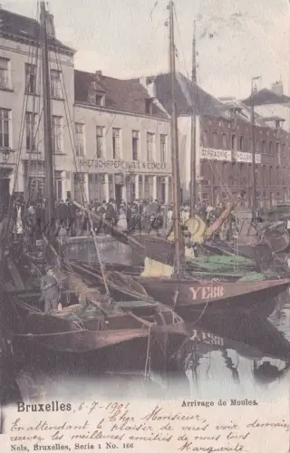 BELGIEN - Brüssel, Ankunft von Muscheln, Postkarte 1901