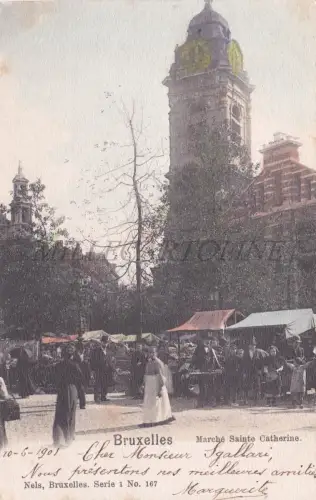 BELGIEN - Brüssel, Katharinenmarkt, Postkarte 1901
