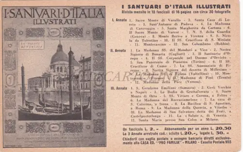 I SANTUARI D'ITALIA ILLUSTRATI - XII Fiera Campionaria Milano 1931, Postkarte