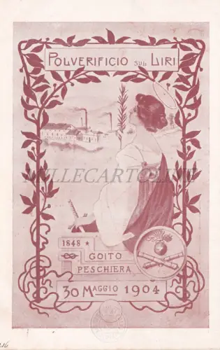 ARTILLERIE - Pulverfabrik auf der Lire, Goito, Fischfang, Militärpostkarte 1